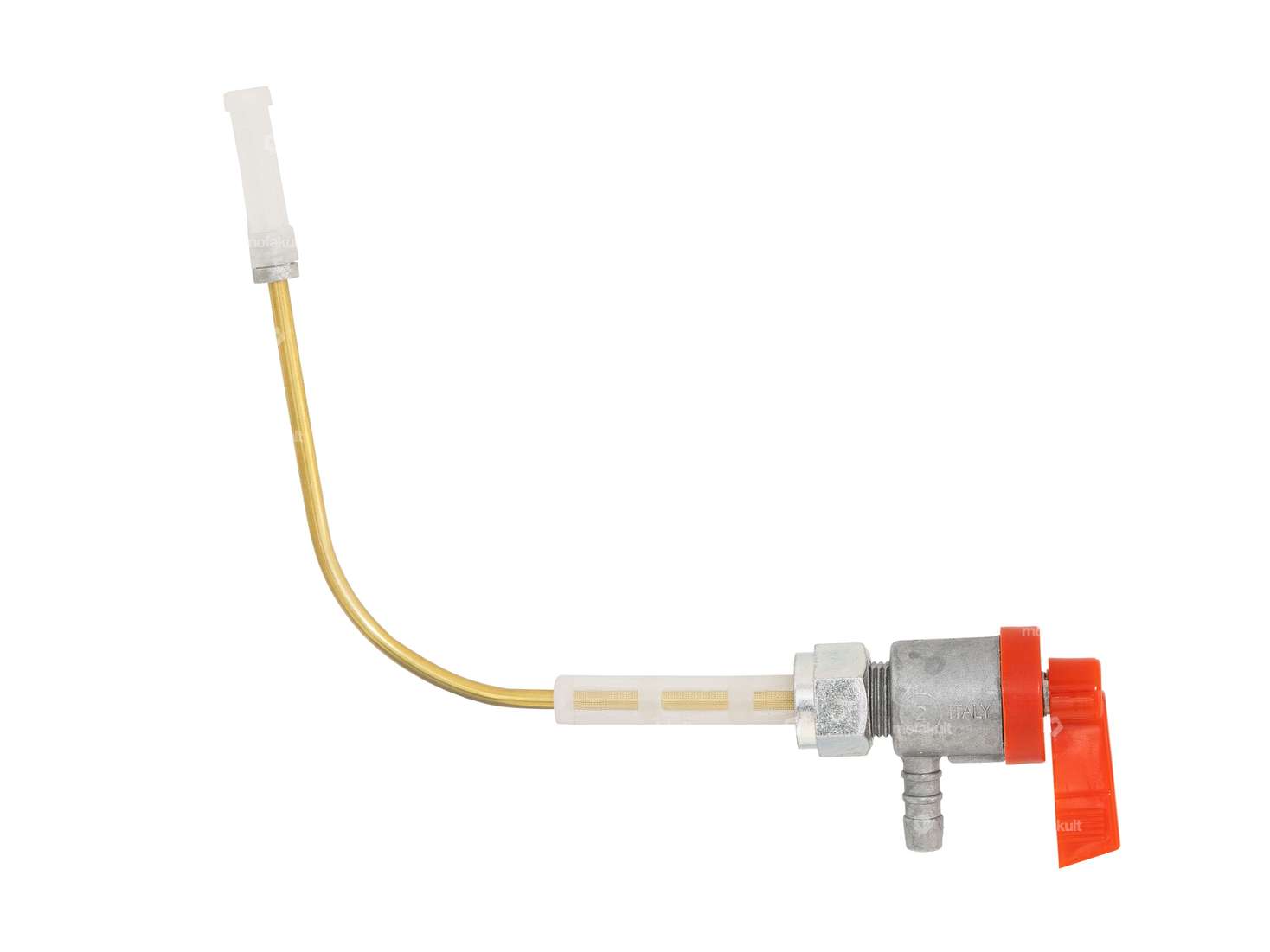 OMG fuel tap red horizontal M12x1 (with union nut) | Piaggio Ciao Carousel Image 1