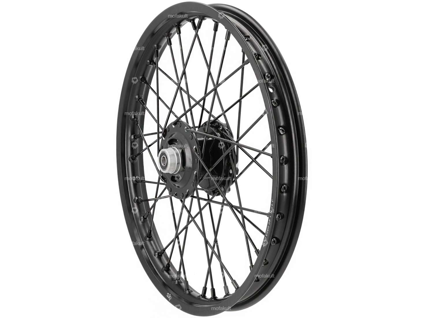 Spoked rim 17" rear aluminum CNC solid black Carousel Image 1