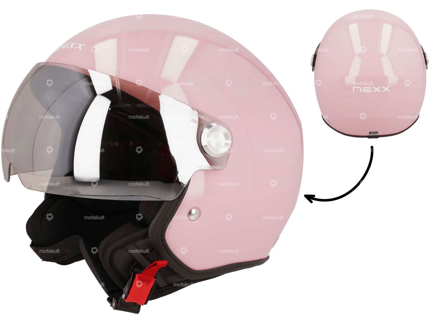 NEXX Jet helmet "Styler" pink glossy (XS-M) Carousel Image 1