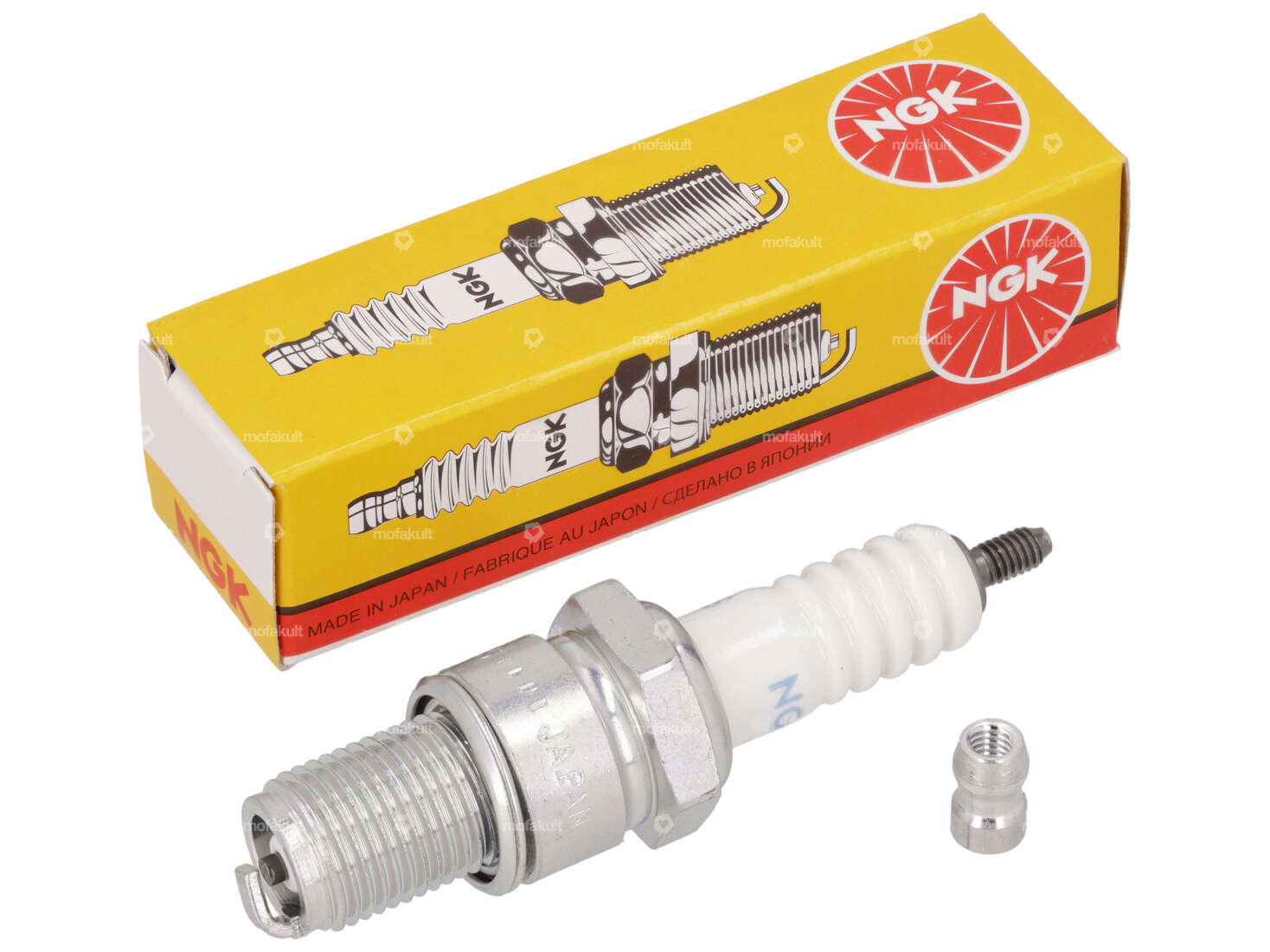 NGK BR6ES spark plug long thread suppressed Carousel Image 1