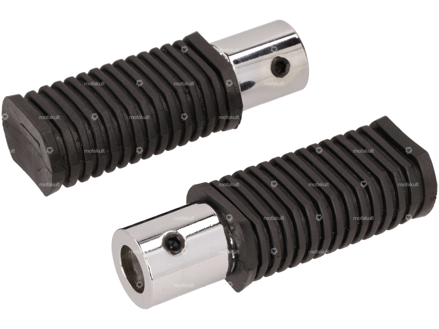 Grooved footrests black / chrome Carousel Image 1