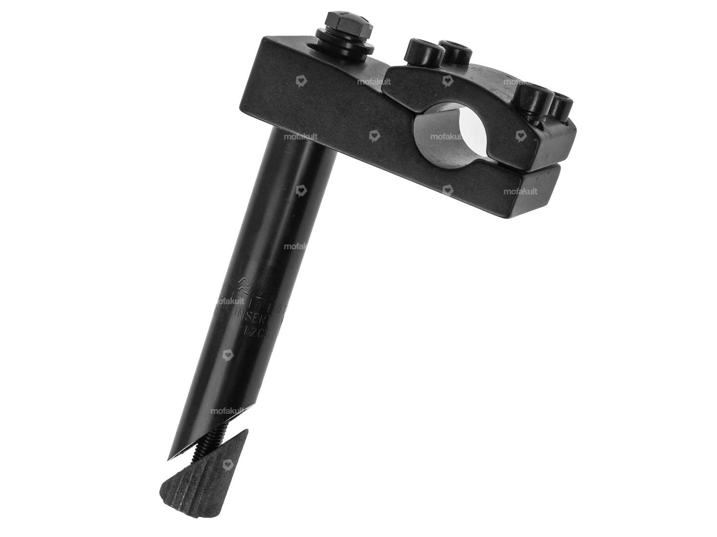 GPO 22 mm handlebar stem aluminum black (4-point attachment for fork plate handlebars) Carousel Image 1