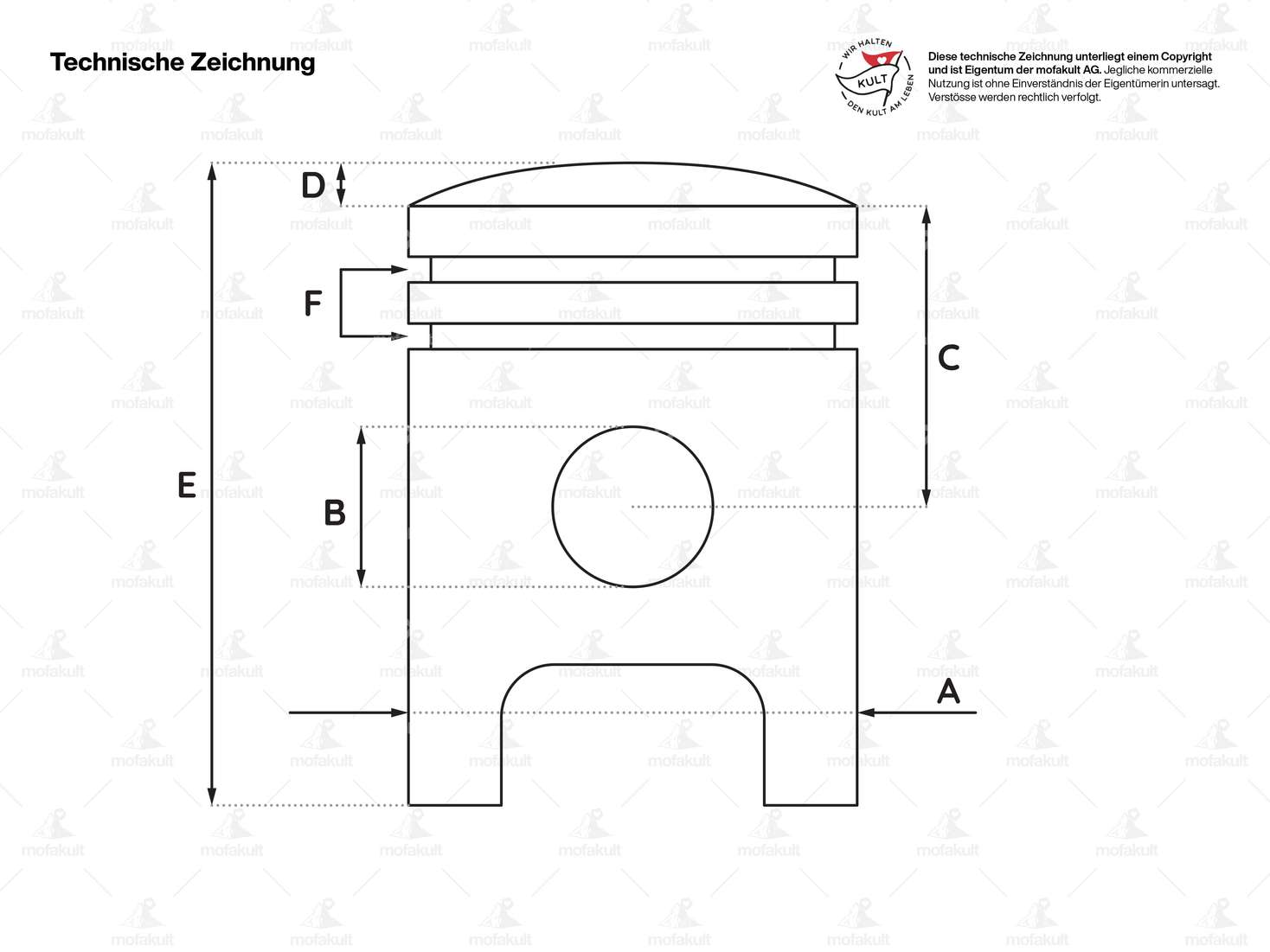 Airsal piston 38 mm (12 mm KoBo) | Tomos A35 Carousel Image 2