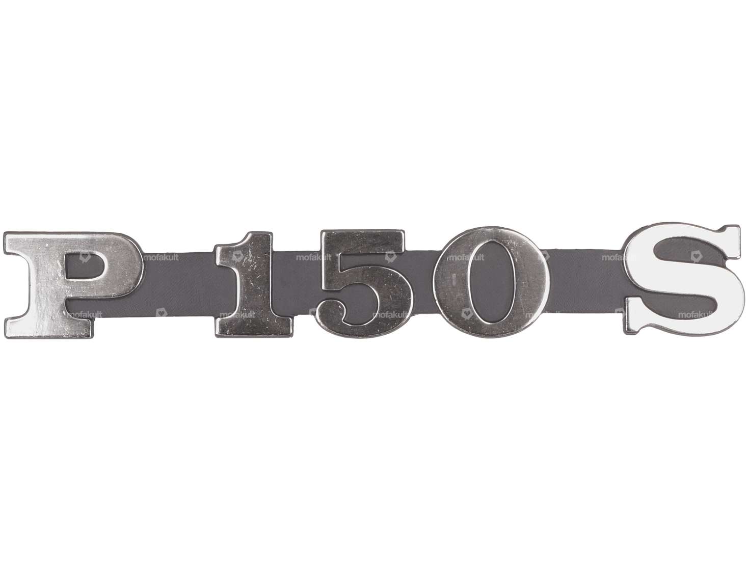 RMS emblem side cover left "P 150 S" aluminum | Vespa P150S Carousel Image 1