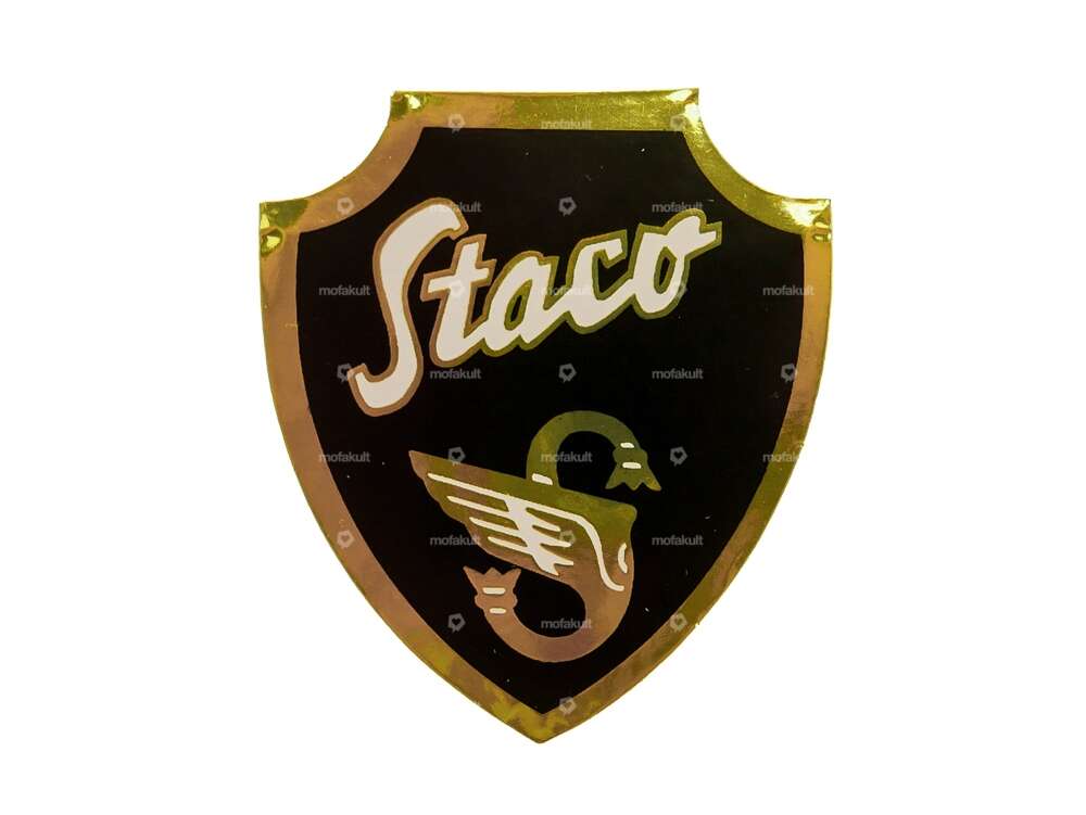 Sticker "Staco" 42 x 48 mm black / gold NOS Carousel Image 1