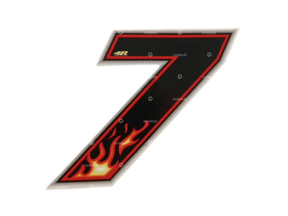 Sticker Number 7 Flame (height 65 mm) Carousel Image 1