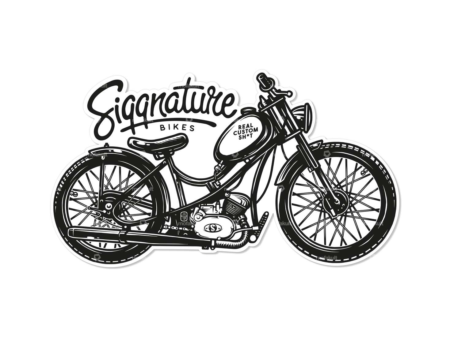 Siggnature sticker "Low Rider Moped" 120 x 65 mm Carousel Image 1