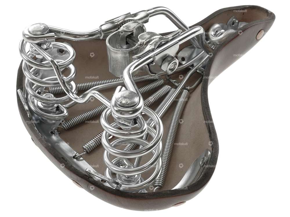 Saddle Charleston genuine leather vintage barrel spring brown Carousel Image 5