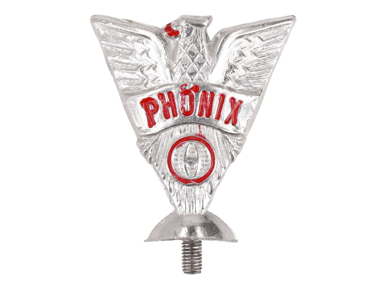 Mudguard ornamental figure "Phoenix" silver / red NOS Carousel Image 1