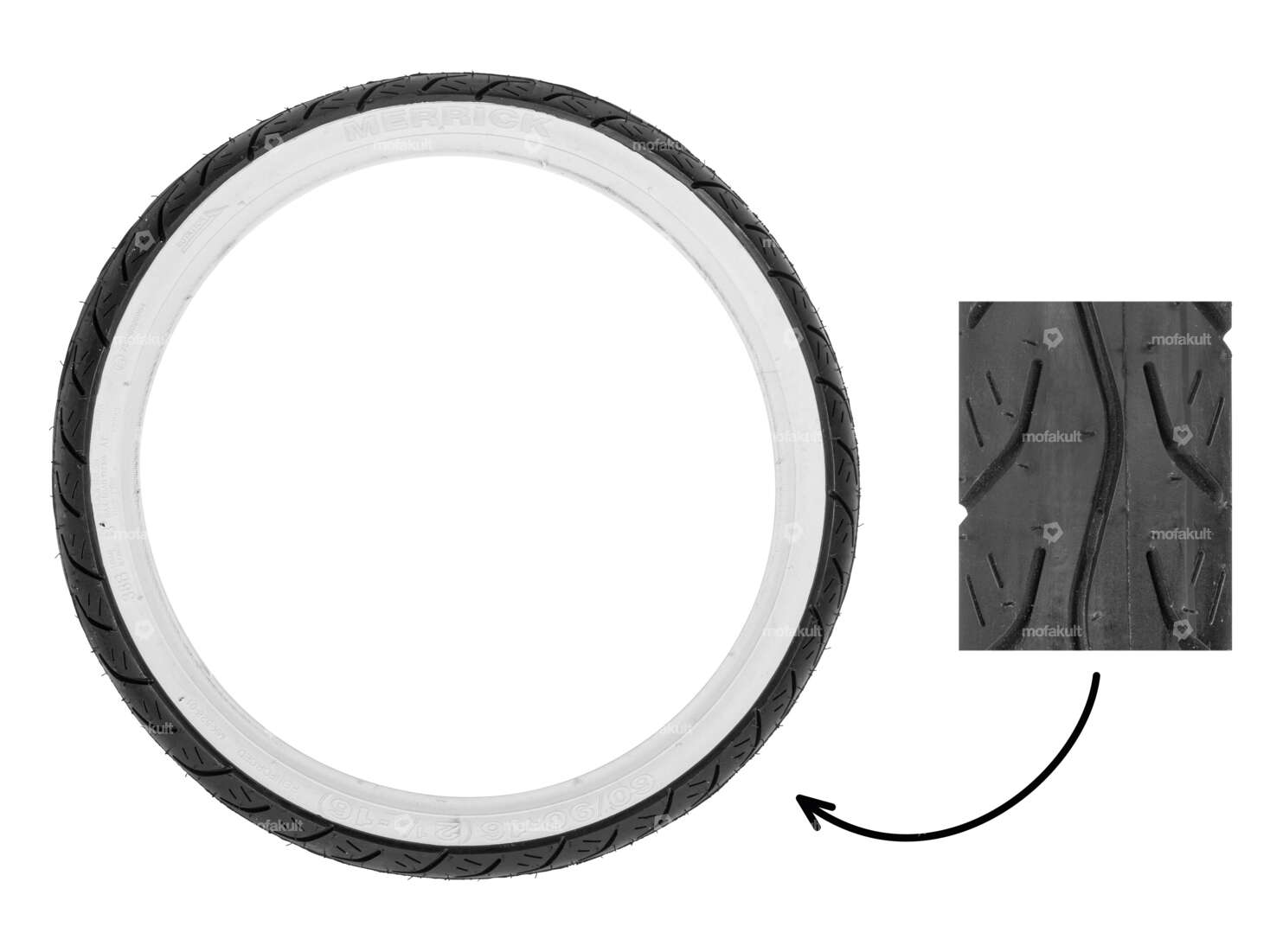 Merrick 2.25 x 16" MK 528 whitewall tires Carousel Image 1