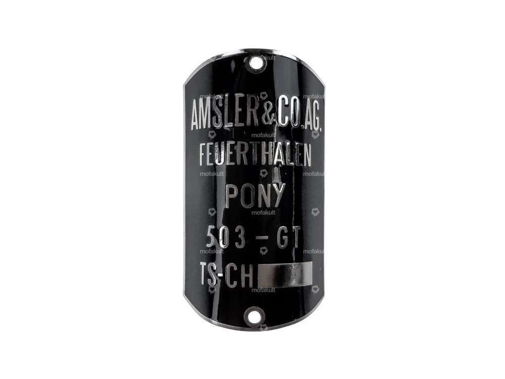Nameplate for head tube (curved) black | Pony 503 Carousel Image 1