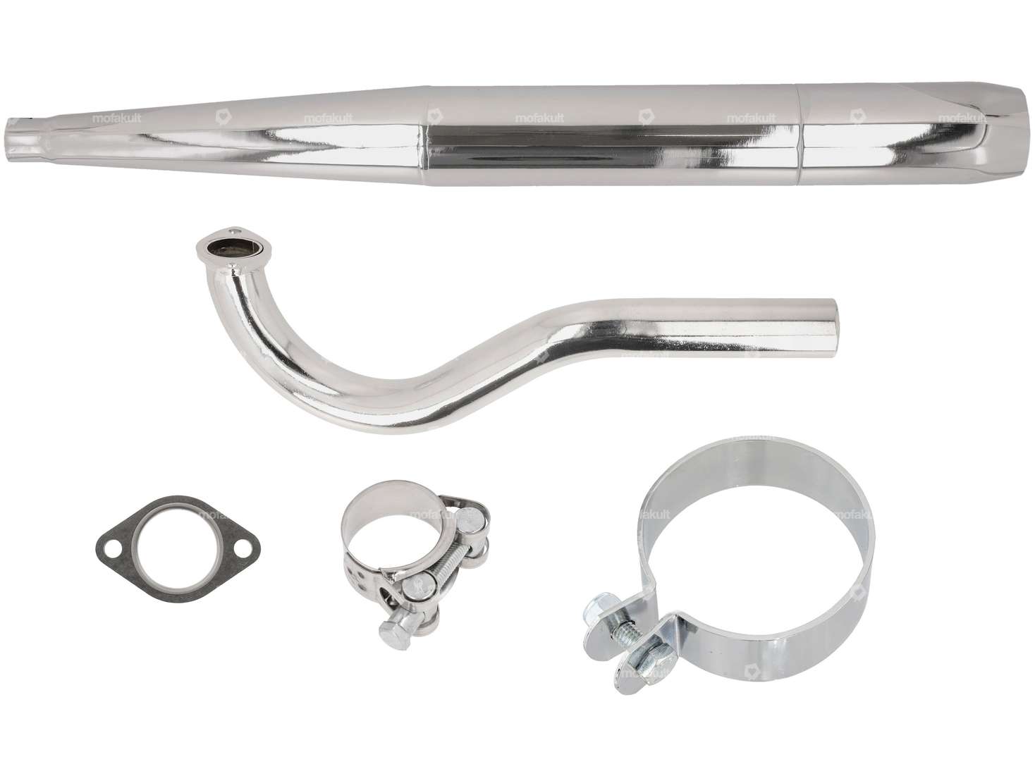 Exhaust set cigar Ø 28 / 70 mm chrome | Puch Maxi N Carousel Image 1