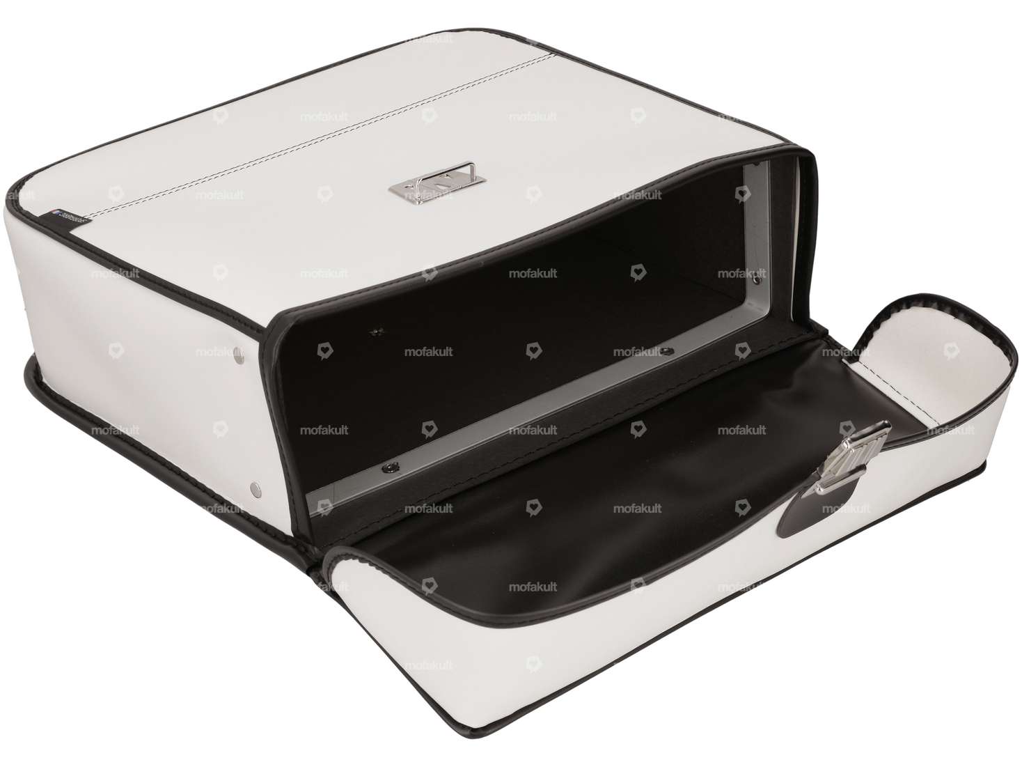 White rectangular leather-look luggage bags Carousel Image 4
