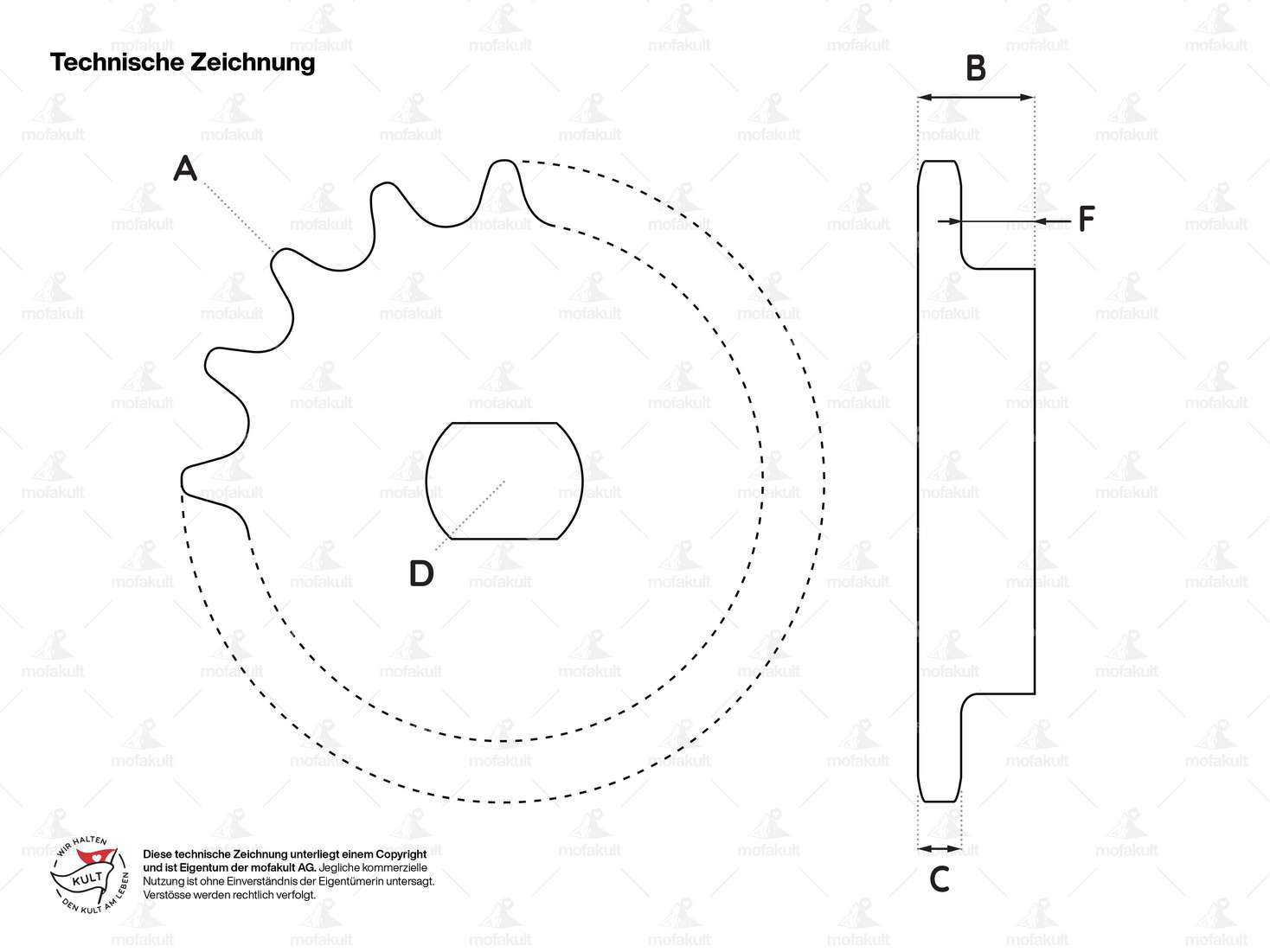 Sprocket 11 teeth one-sided heel (415 chain) | Kreidler Carousel Image 4