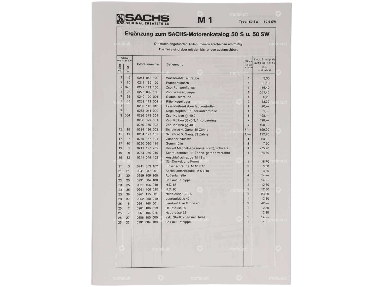 Spare parts and price list 1980 | Sachs 50 S, 50 SW Carousel Image 2