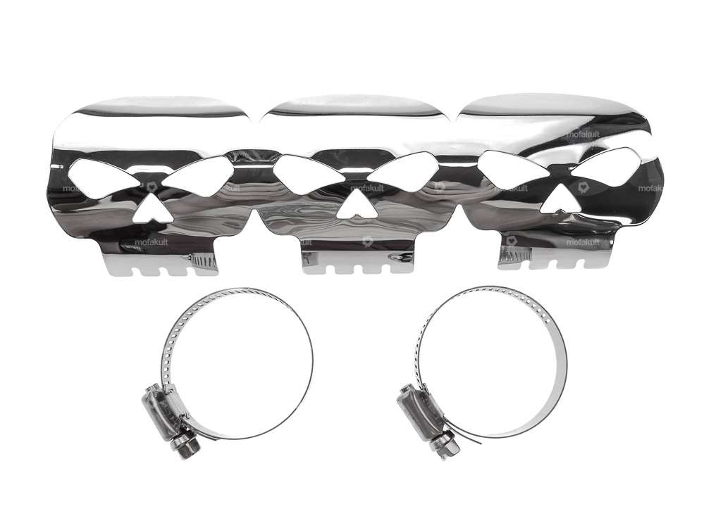 Exhaust heat plate "Skull" chrome Carousel Image 1