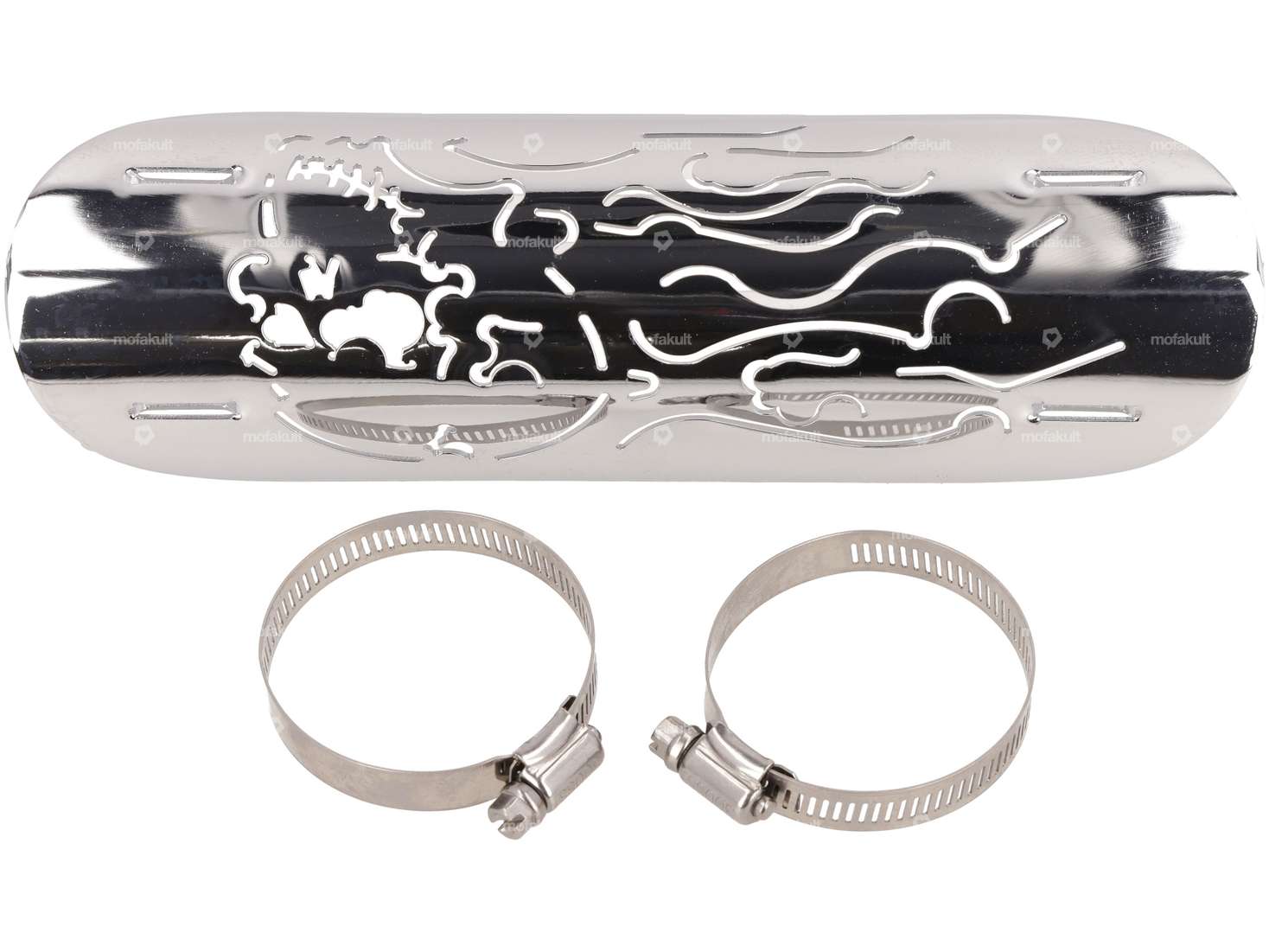 Exhaust heat plate "Flame Skull" chrome Carousel Image 1