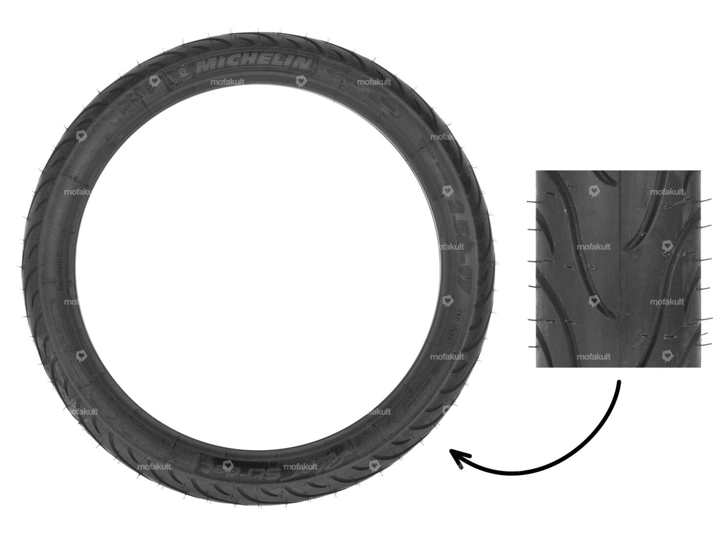 Michelin 2.50 x 17" Pilot Street Semi-Slick tires Carousel Image 1