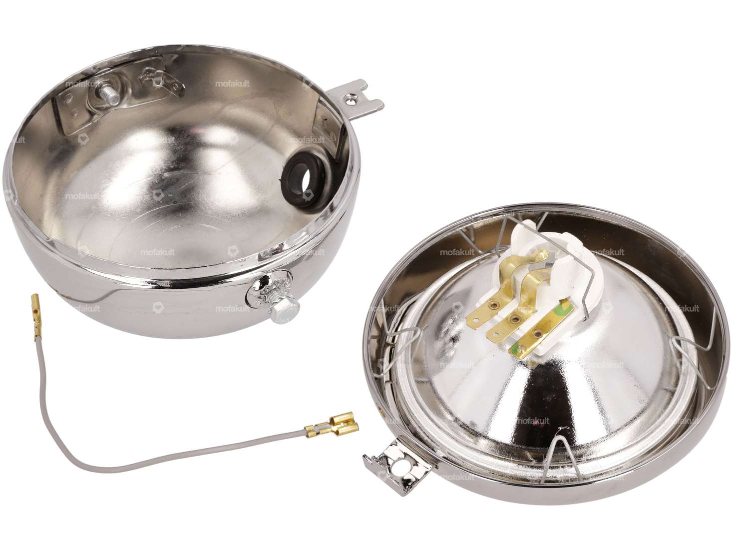 GUIA headlights round Ø 13 cm chrome (narrow spoiler) Carousel Image 3