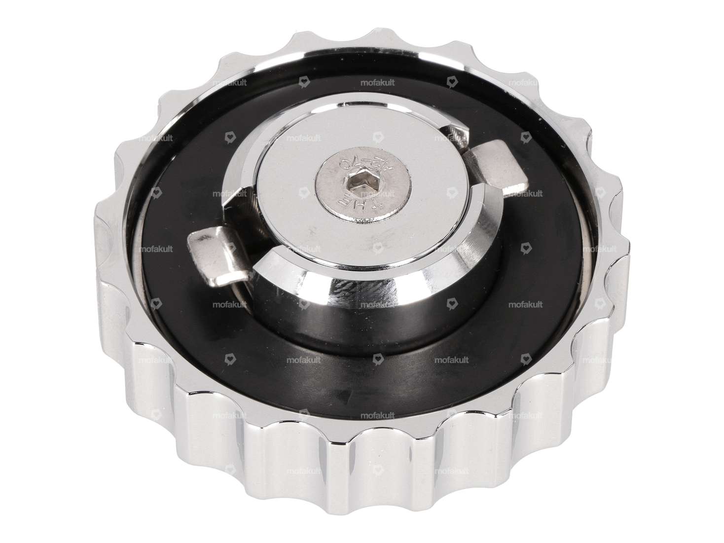 66HEROES fuel filler cap bayonet 30 mm chrome Carousel Image 2