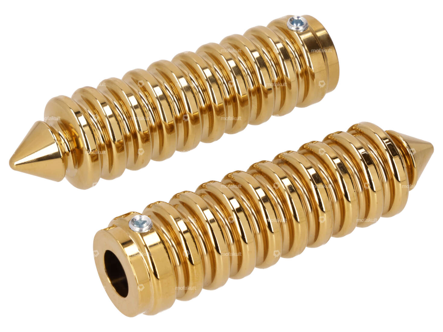 66HEROES Footrests grooved pointed gold high gloss Carousel Image 1