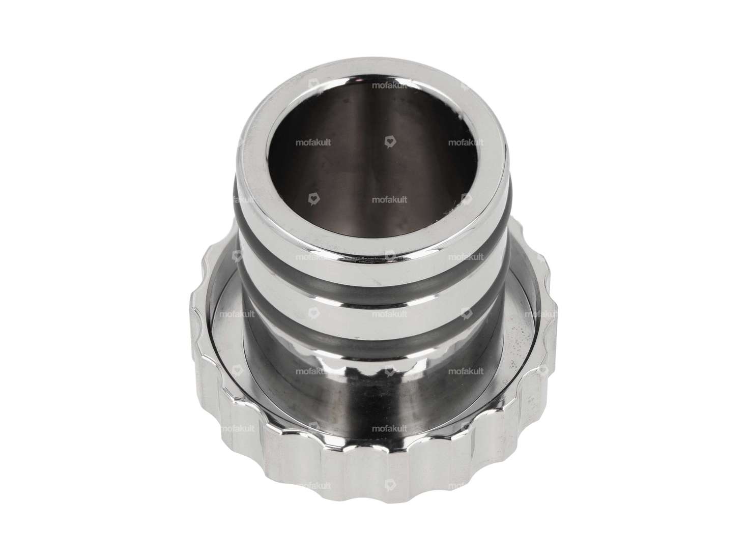 66HEROES Tank cap "66HEROES" corrugated chrome | Piaggio Ciao, Bravo Carousel Image 2