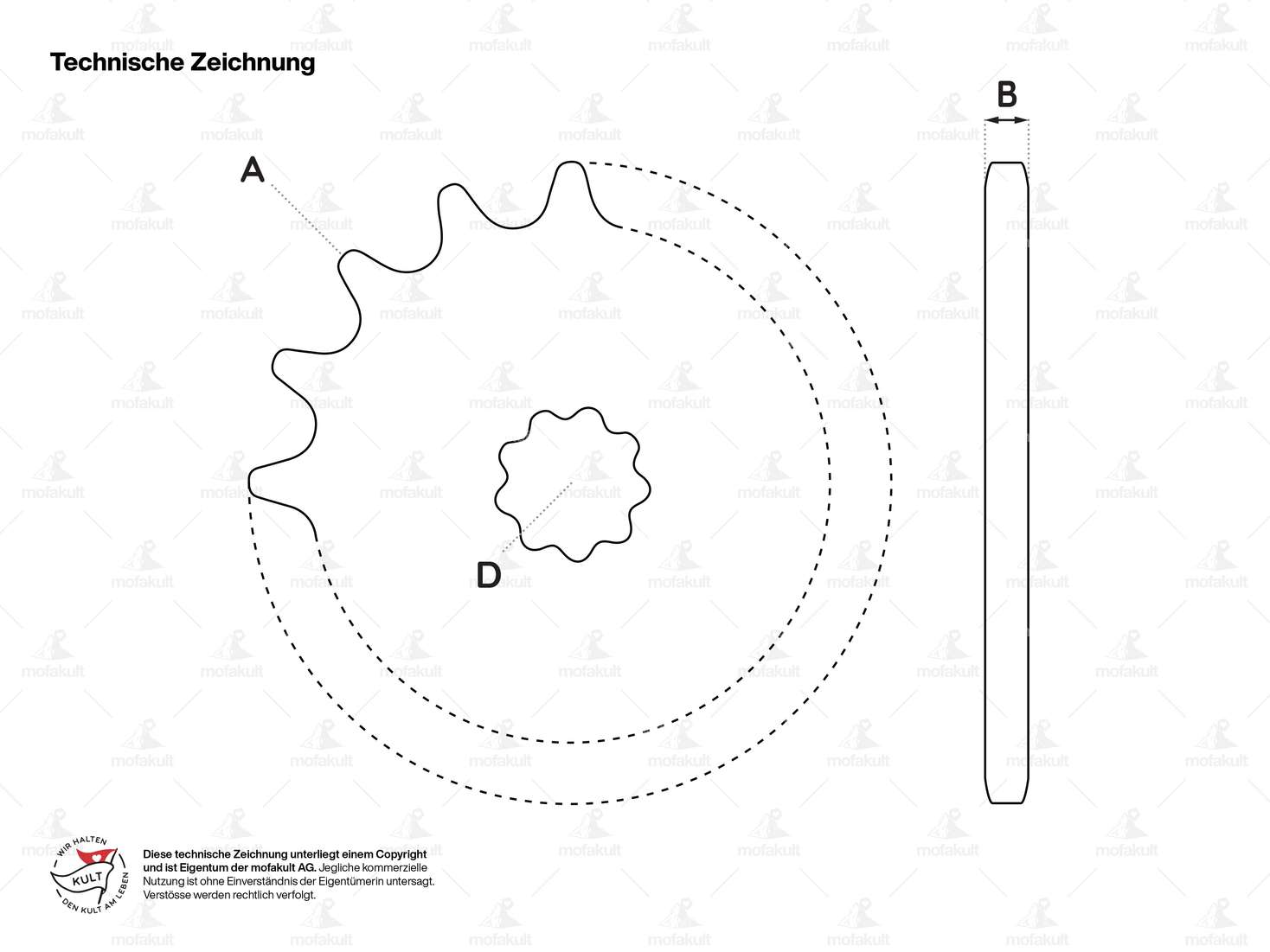 GPO sprocket 22 teeth galvanized | Tomos Carousel Image 2