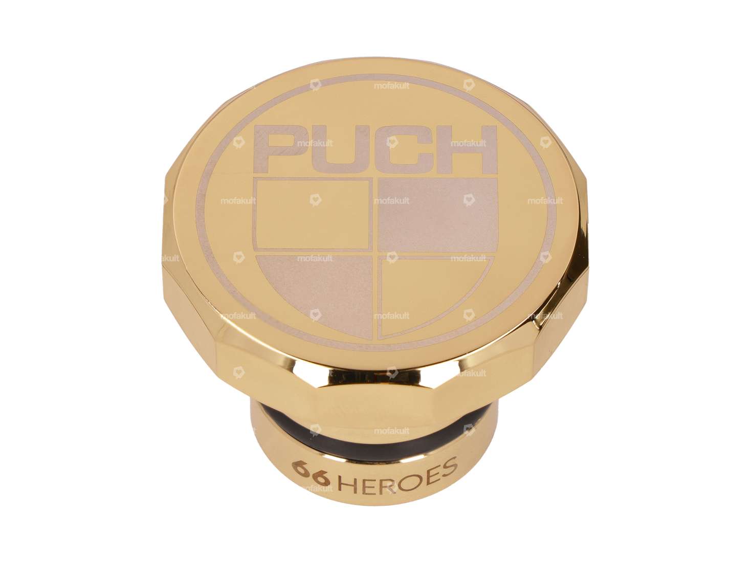 66HEROES gas cap square "Puch" gold | Puch Maxi Carousel Image 1