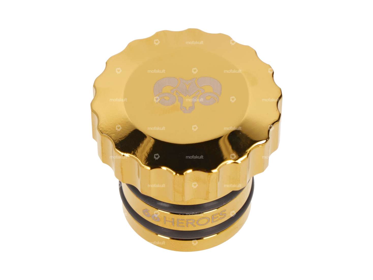 66HEROES Tank cap "66HEROES" corrugated gold | Piaggio Ciao, Bravo Carousel Image 1