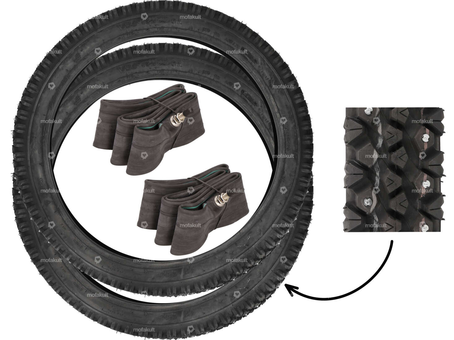 VeeRubber winter tire set 2.25 x 17" studded VRM325 (V325) Carousel Image 1