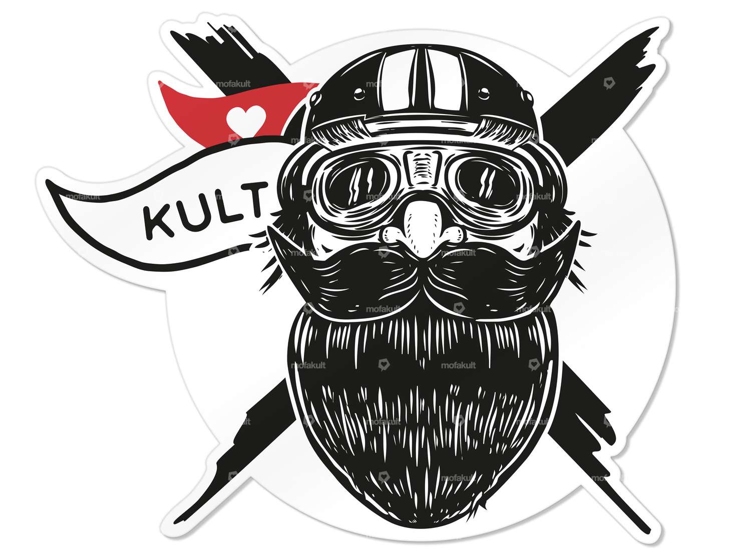 Sticker "bearded Bernhard" Ø 34 cm rear window car Carousel Image 1