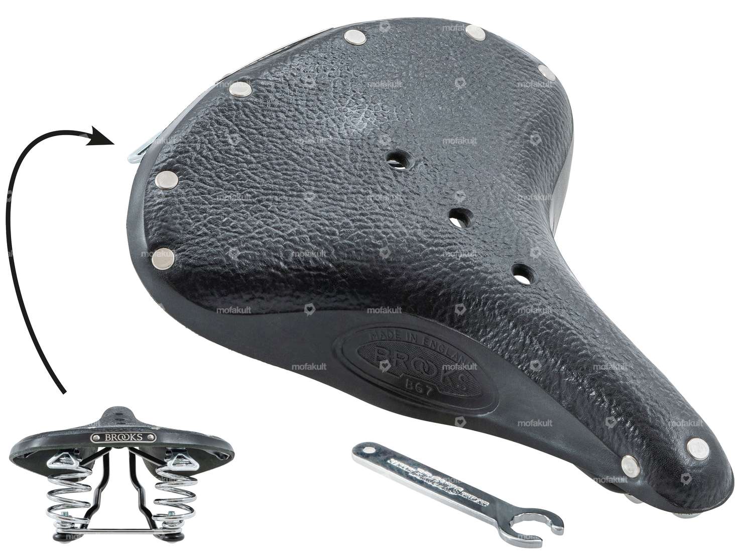 BROOKS saddle B67 leather barrel springs black Carousel Image 1