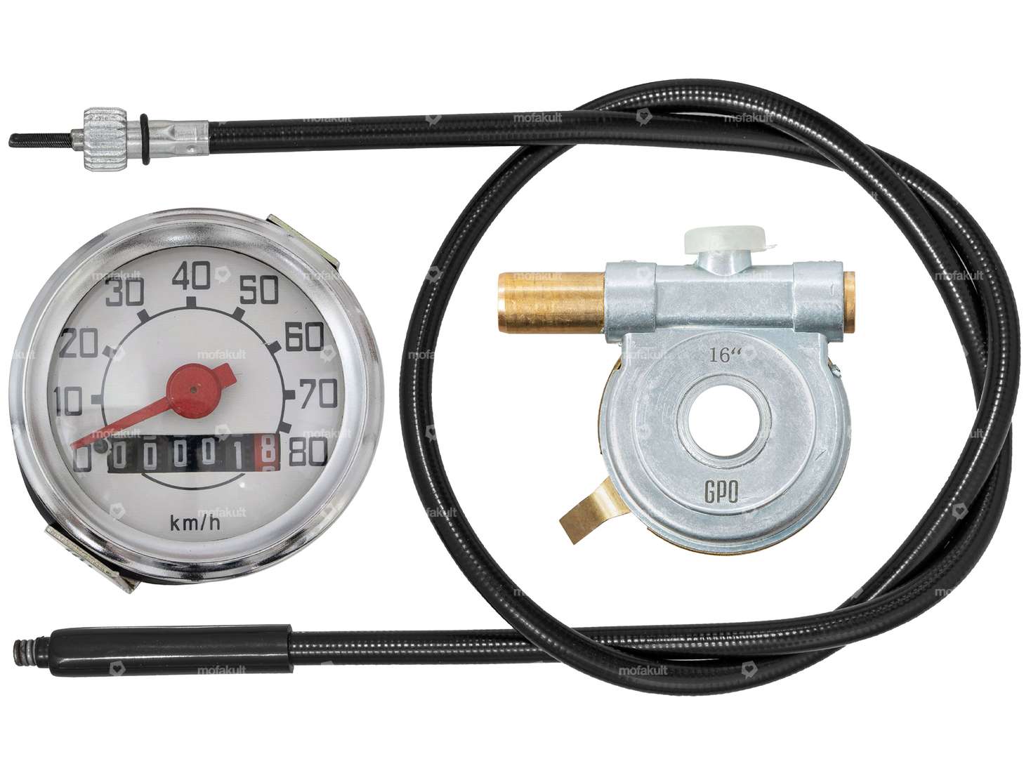 GPO speedometer set "Veglia replica" 16" / 17" white dial | Piaggio Ciao Carousel Image 1