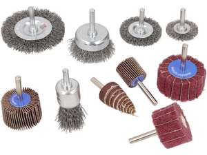 BGS Brush & Abrasive Flap Wheel Set, 10-piece BGS Brush & Abrasive Flap Wheel Set, 10-piece