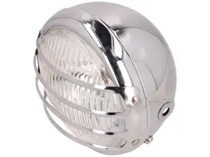 Headlight round 14.5 cm chrome with grille Headlight round 14.5 cm chrome with grille