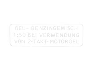 Sticker "OEL-BENZINGEMISCH 1:50" white 55 x 19 mm | Puch Sticker "OEL-BENZINGEMISCH 1:50" white 55 x 19 mm | Puch