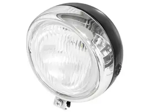 GUIA headlight round Ø 13 cm chrome / black (narrow spoiler) GUIA headlight round Ø 13 cm chrome / black (narrow spoiler)