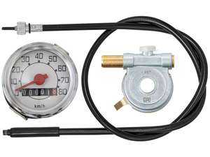 GPO speedometer set (Veglia replica) 16" / 17" white dial | Piaggio Ciao GPO speedometer set (Veglia replica) 16" / 17" white dial | Piaggio Ciao